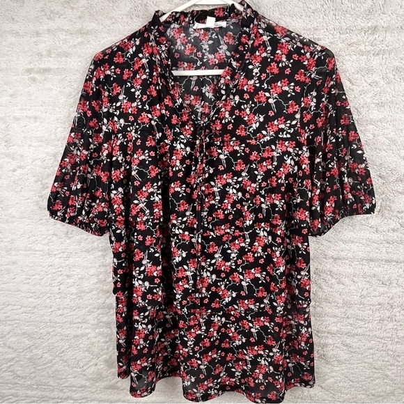 PERSEPTION CONCEPT Floral Blouse Top Ditzy Print Medium - Picture 1 of 16